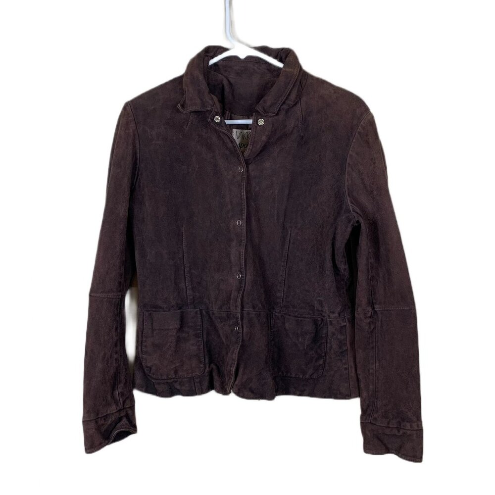 VTG 90s Vakko Sport Brown Goat Suede Large Leather Jacket Western Festival